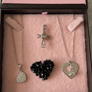 Dainty silver necklaces: Paris, heart, cross